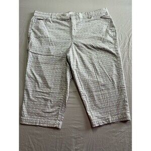 GLORIA VANDERBILT GREY & WHITE PRINT KHAKI CROPPED PANTS SIZE 18w
